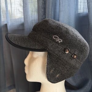 Outdoor Research Yukon Gray Wool Cap with Ear Flaps